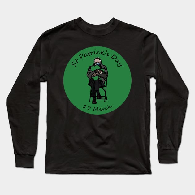 Bernie Sanders Mittens St Patricks Day Long Sleeve T-Shirt by ellenhenryart